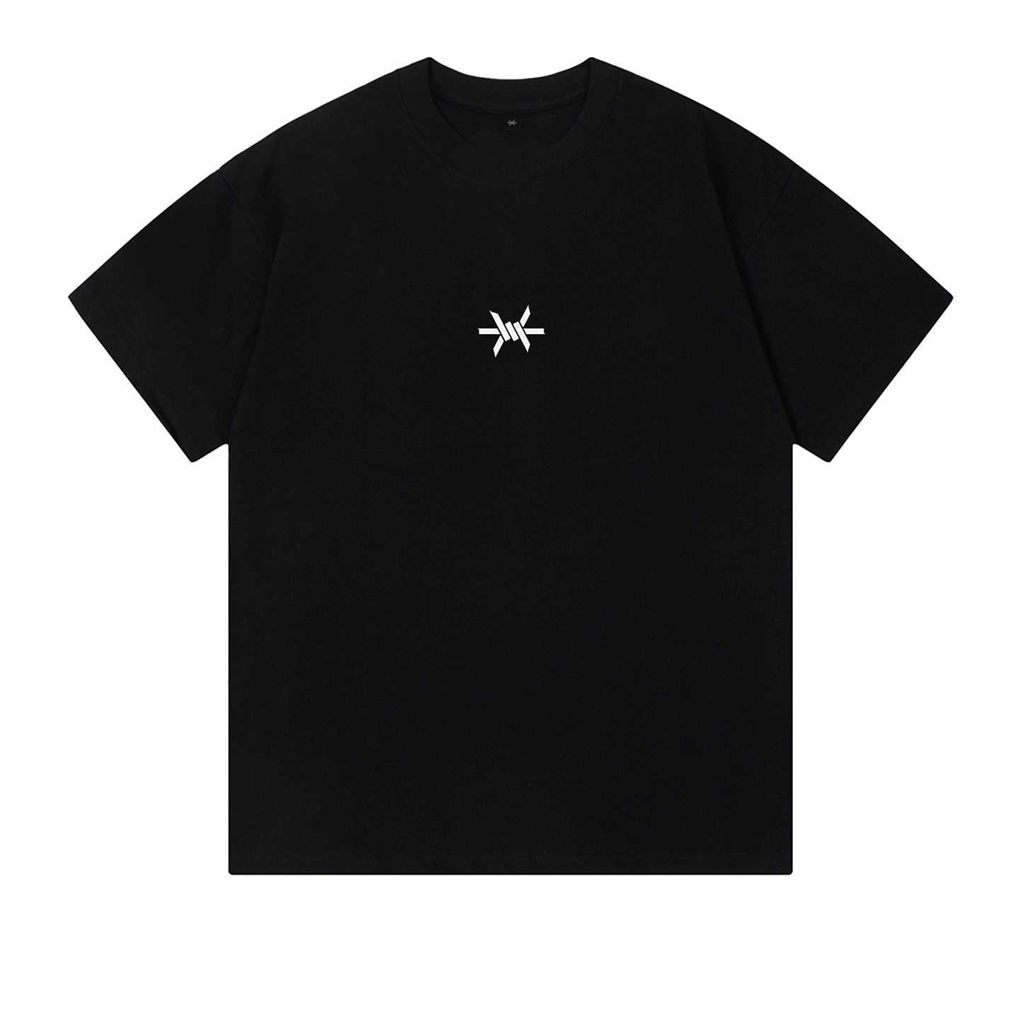 Ominous Ascendance Heavyweight Tee - Front of the black t-shirt showing a small 'Ominous' brand logo positioned in the upper center