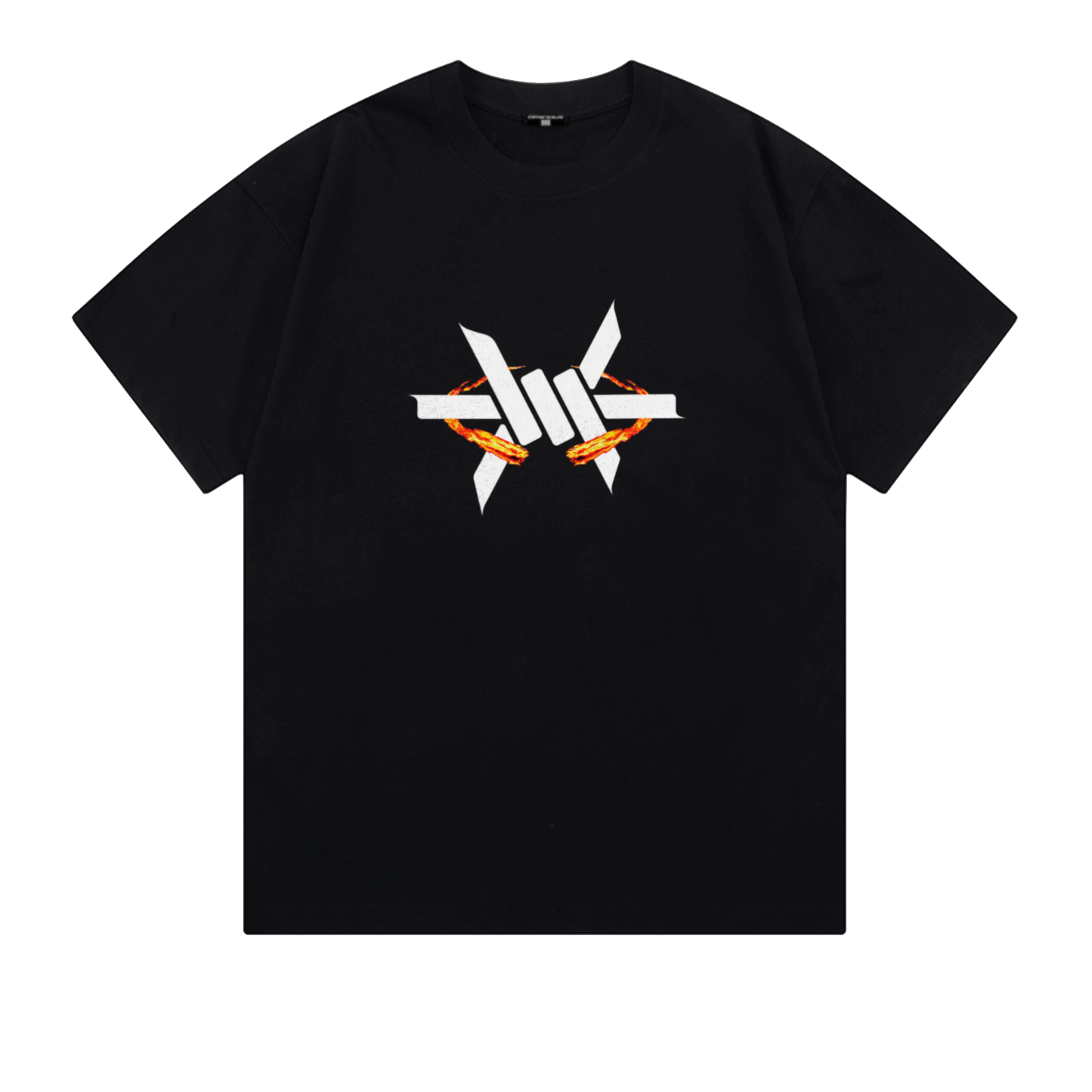 Ominous Fireball Heavyweight Oversized Tee - Black heavyweight t-shirt with a graphic print on the front.