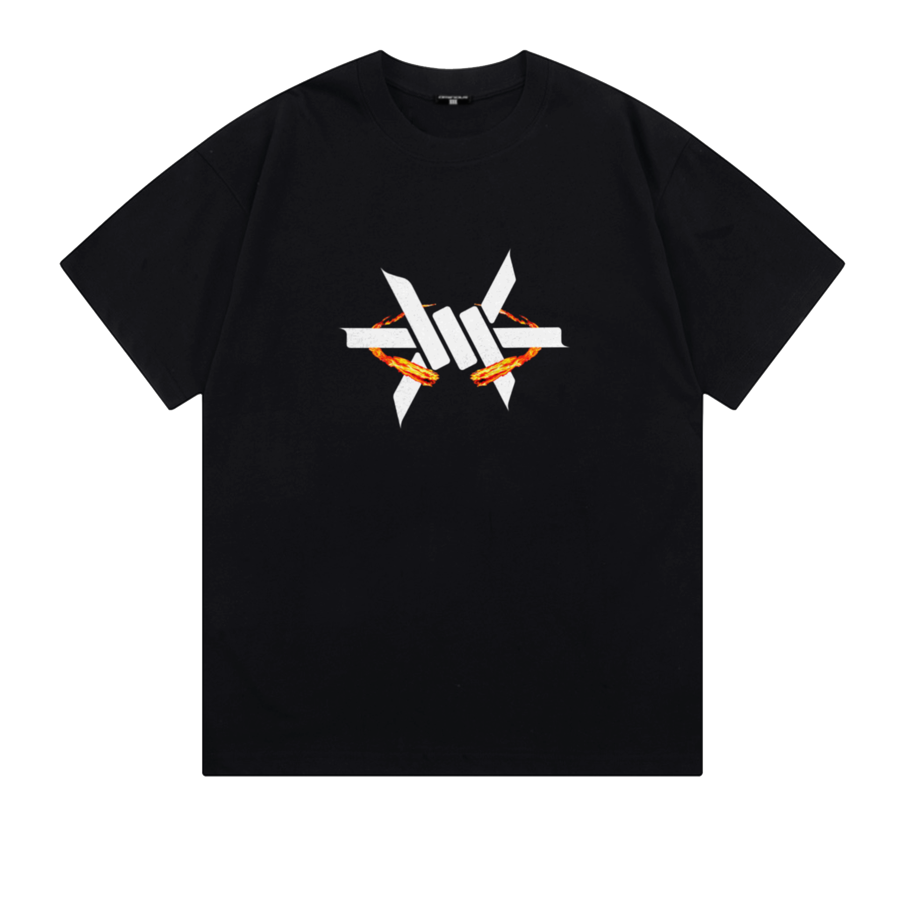Ominous Fireball Heavyweight Oversized Tee - Black heavyweight t-shirt with a graphic print on the front.