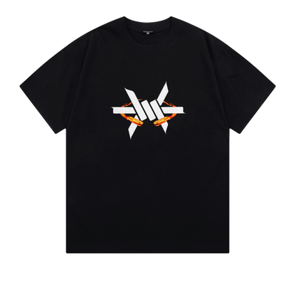 Ominous Fireball Heavyweight Oversized Tee - Black heavyweight t-shirt with a graphic print on the front.