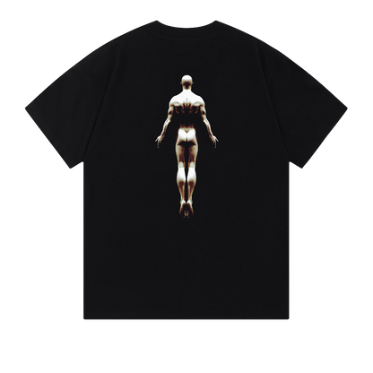 Ominous Ascendance Heavyweight Tee - Black t-shirt with a large image of a floating male figure on the back.